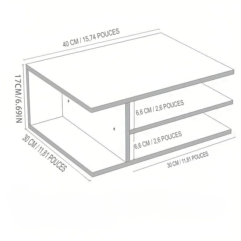 Détail des mesures de l'étagÚre de bureau