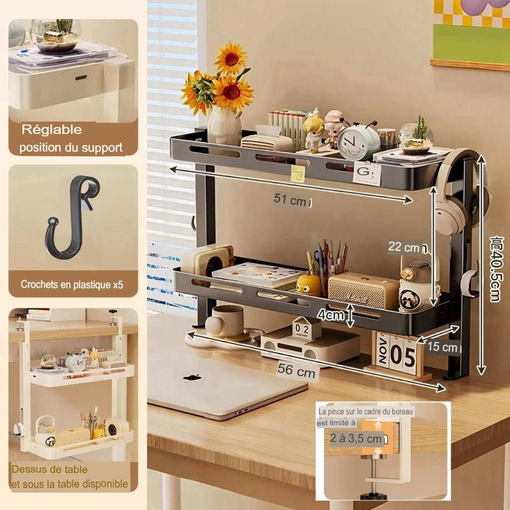 Étagère de Bureau | Double - Couche Clip - On - Mobilaura
