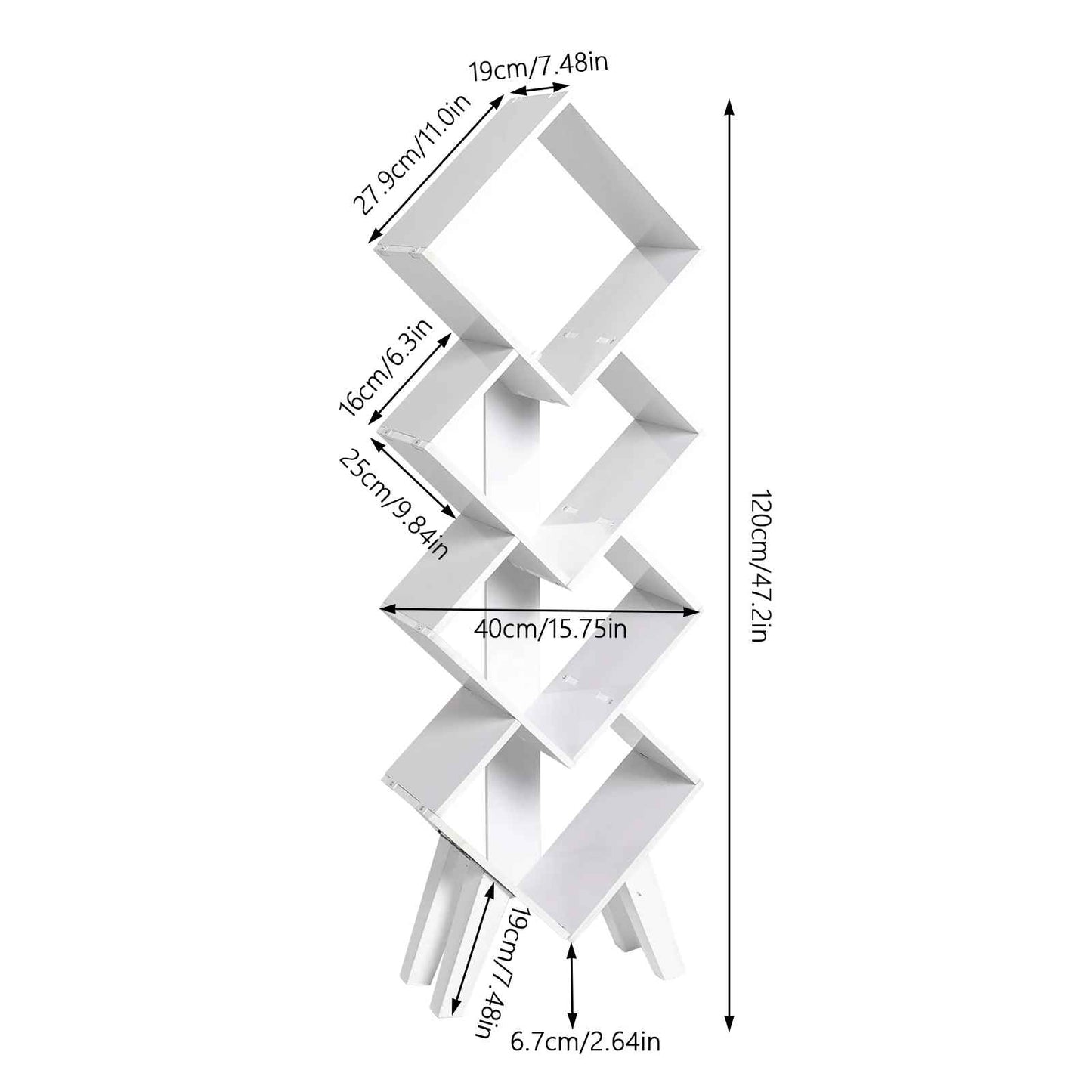 Etagère en bois à 4 niveaux | Design Rhombique - Mobilaura