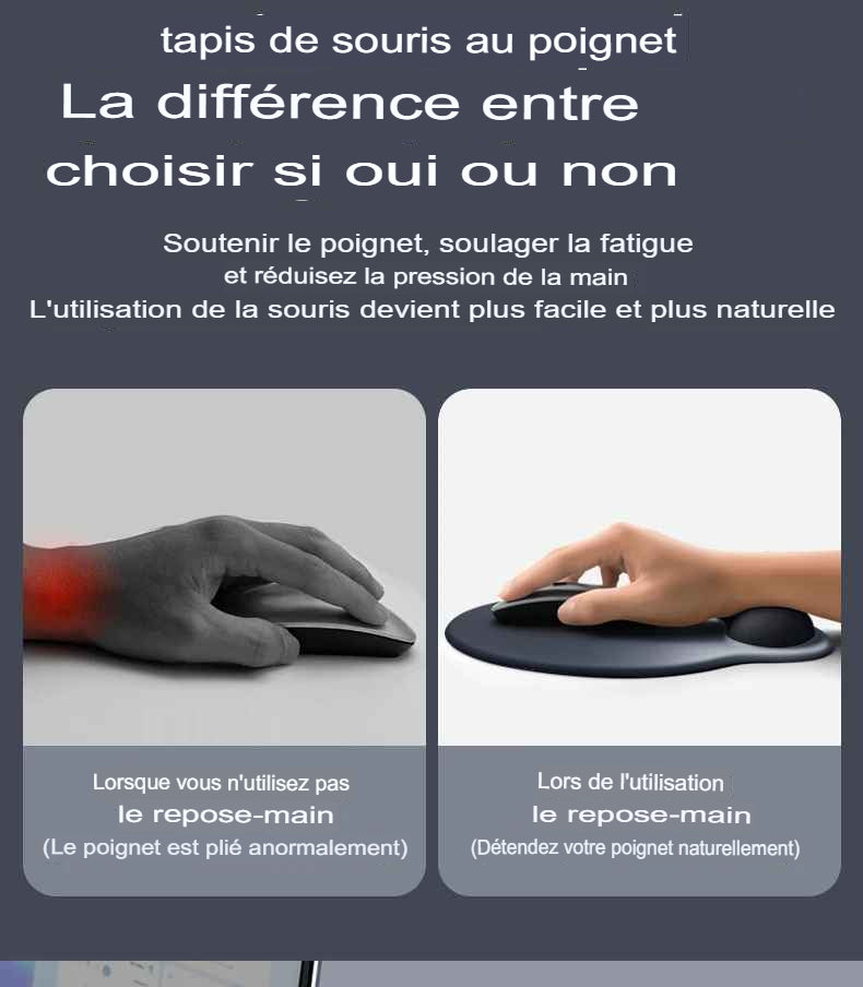 Comparaison du tapis de souris et attelle noirs