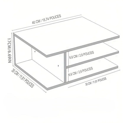 Détail des mesures de l'étagère de bureau 