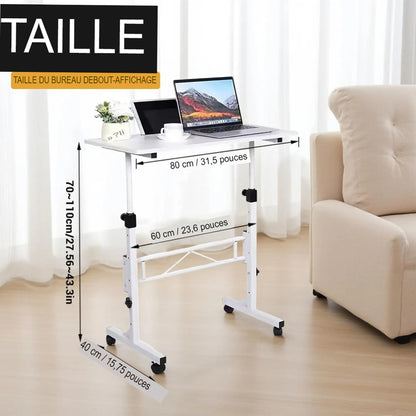 Détail des mesures du petit bureau pour petit espace blanc