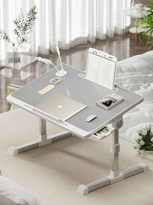 Petit bureau gris avec connexion USB et son tiroir