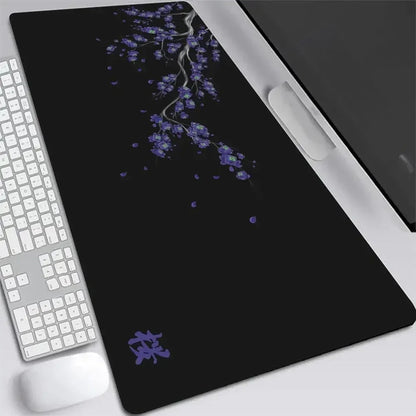 Tapis de souris xxl  violet et noir au motif cerisier du Japon