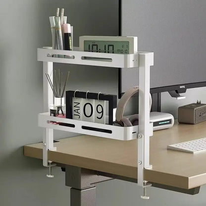 Usage de l'étagère de bureau blanche fixée au bord