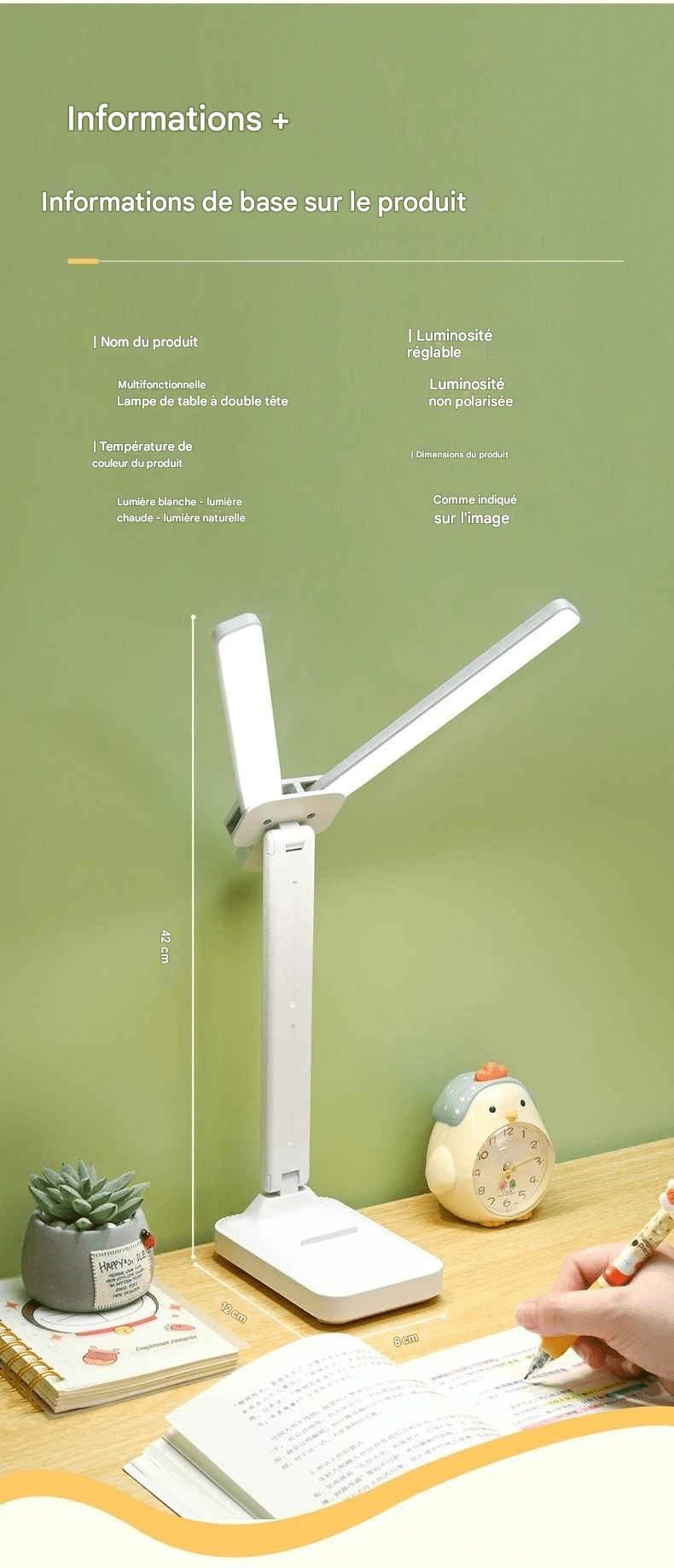 Lampe de Bureau LED Double Tête Rechargeable | EyeComfort - Mobilaura