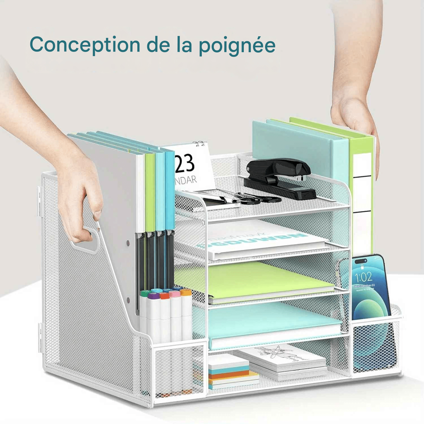 Organisateur de bureau 5 niveaux | MeshOffice - Mobilaura