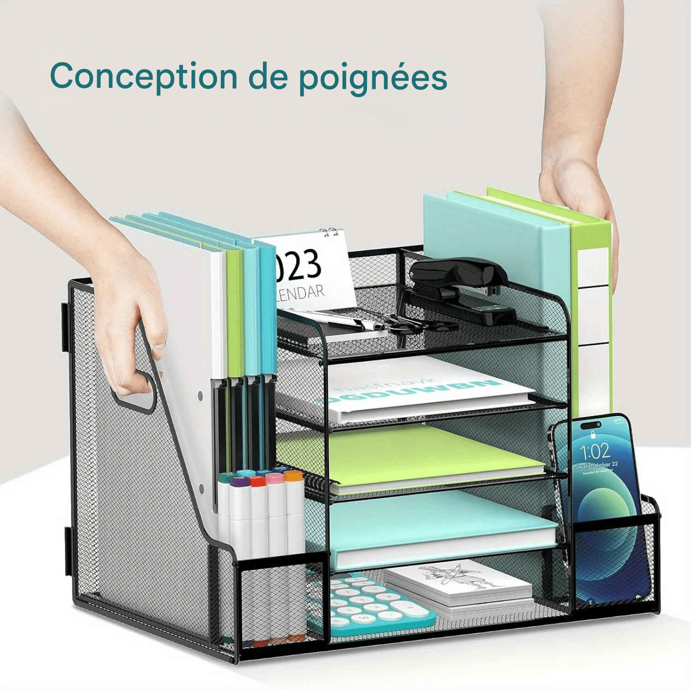 Organisateur de bureau 5 niveaux | MeshOffice - Mobilaura