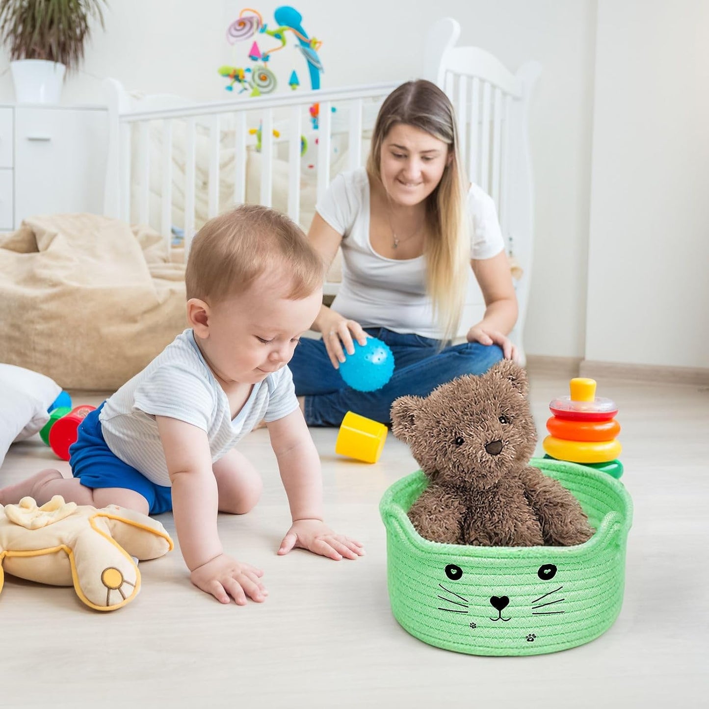 Paniers de Rangement - CottonStorageBaskets™ - Vert - Mobilaura