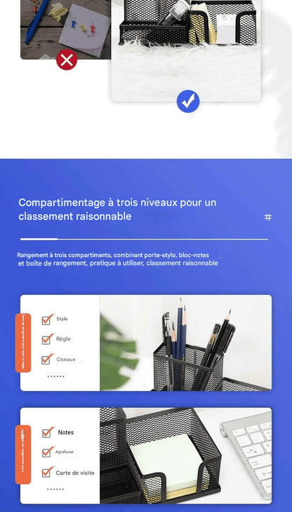 Porte - stylo métallique 3 compartiments | OrgaSteel - Mobilaura