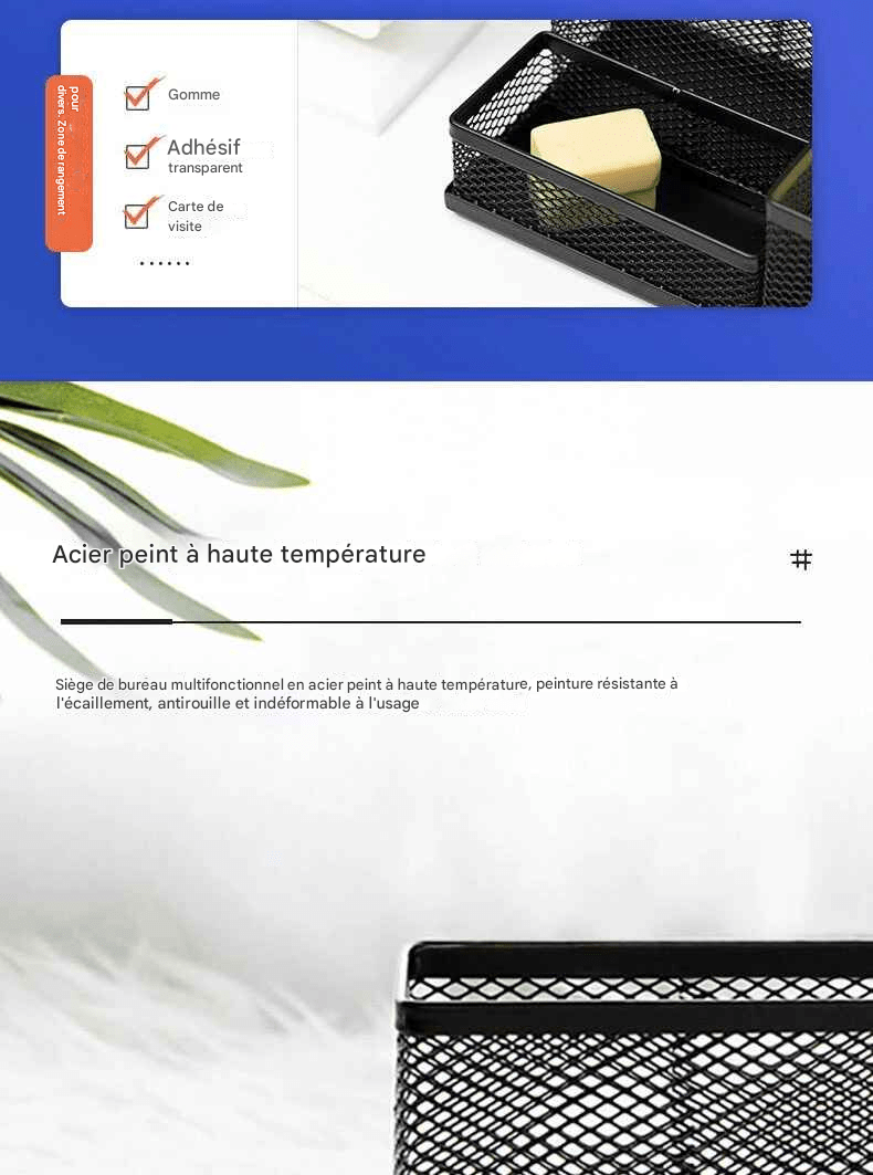 Porte - stylo métallique 3 compartiments | OrgaSteel - Mobilaura