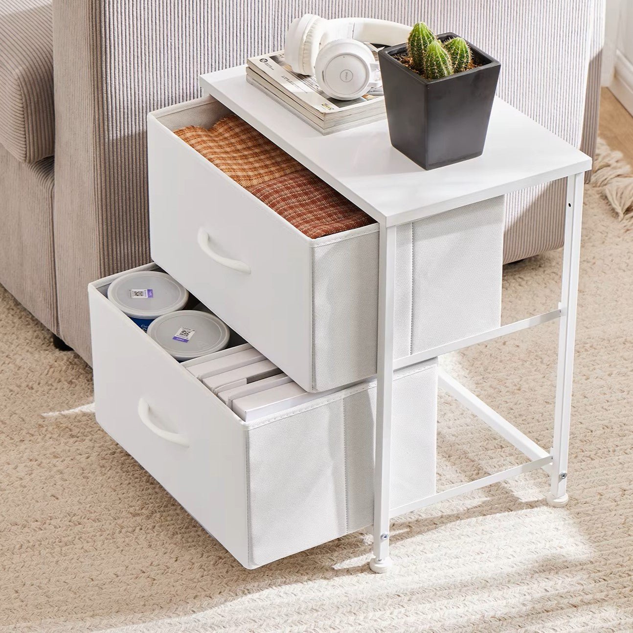 Table de Chevet - JHKCab™ - Blanc - Mobilaura