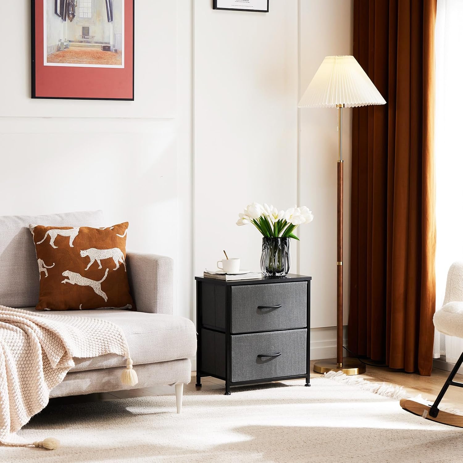 Table de Chevet - JHKCab™ - Gris - Mobilaura