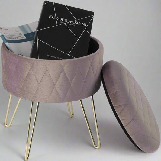 Tabouret Velours - VelvetRoundPuff™ - Rose - Mobilaura
