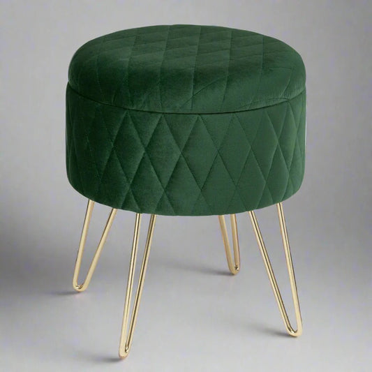 Tabouret Velours - VelvetRoundPuff™ - Vert Foncé - Mobilaura